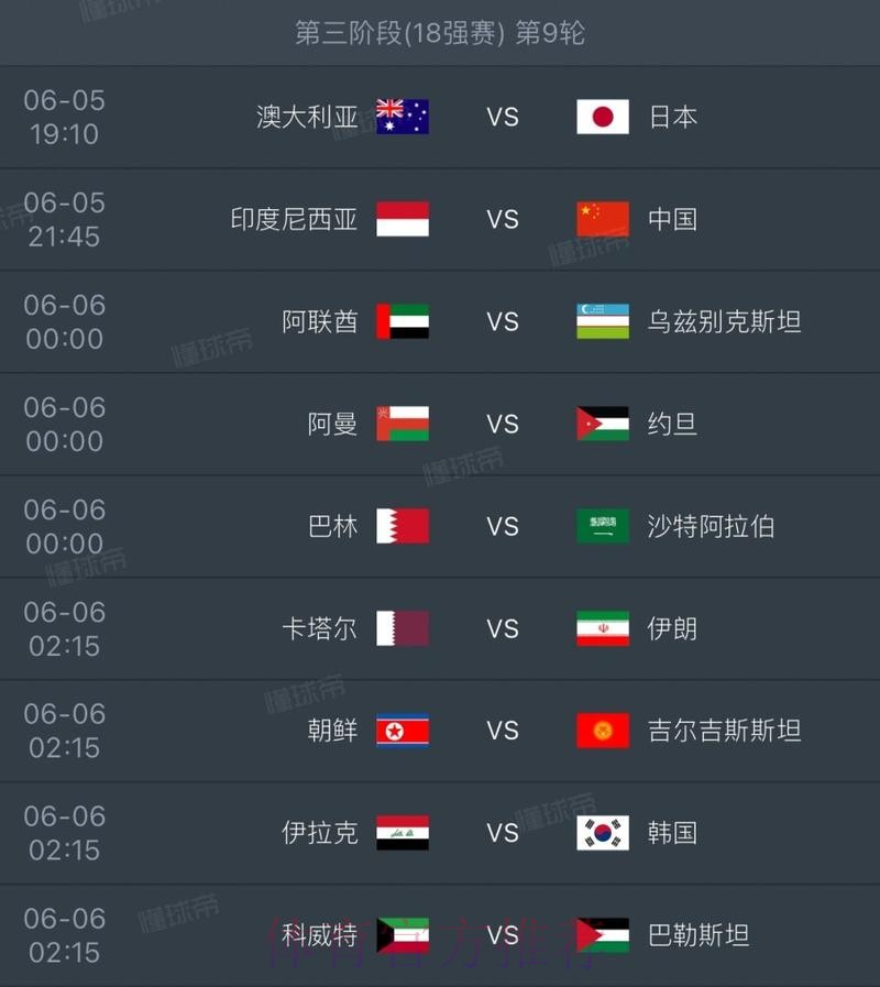 世界杯每日赛程推荐